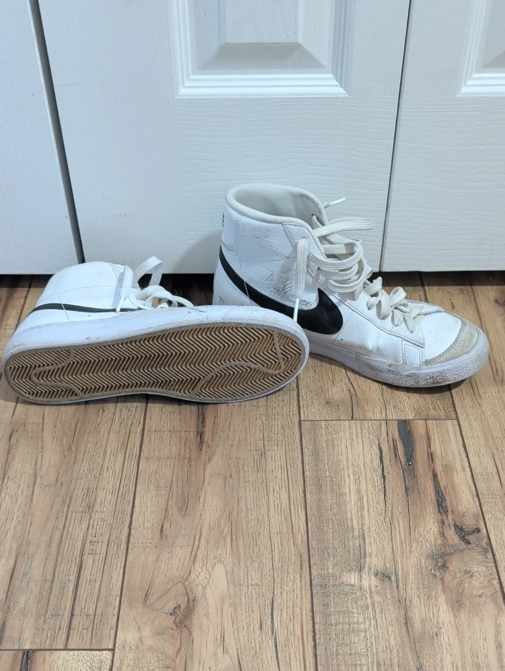 Nike White and Black High-Top Sneakers